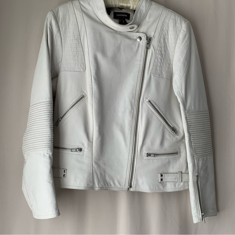 Danier  White moto Leather Jacket